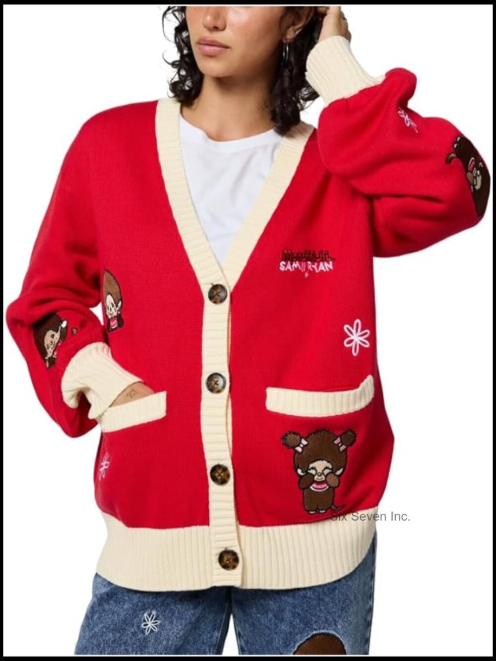 Monchhichi Oversized Cardigan Soft Knit Button Front